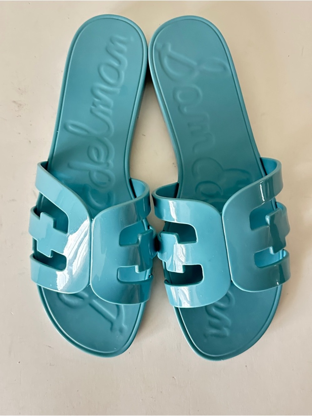 NEW Sam Edelman Bay Jelly Slide Blue Women’s Sandals, Sz 8
